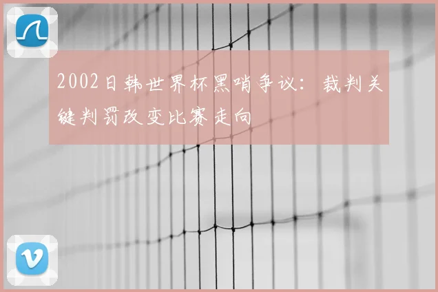 2002日韩世界杯黑哨争议:裁判关键判罚改变比赛走向